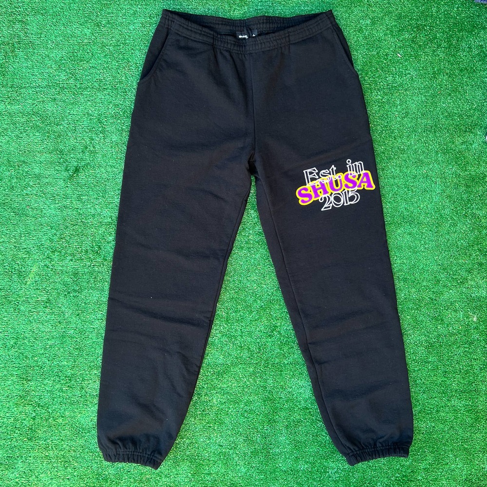 NEW SHADOW HILL BLACK PUFF PRINT LOGO POCKET SWEATPANTS SZ XL